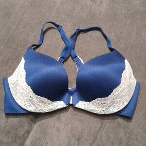 VICTORIA'S SECRET Push-up Bra Blue w. White Lace 36C